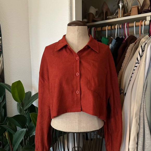 •burnt orange/rust button up• - Picture 2 of 3